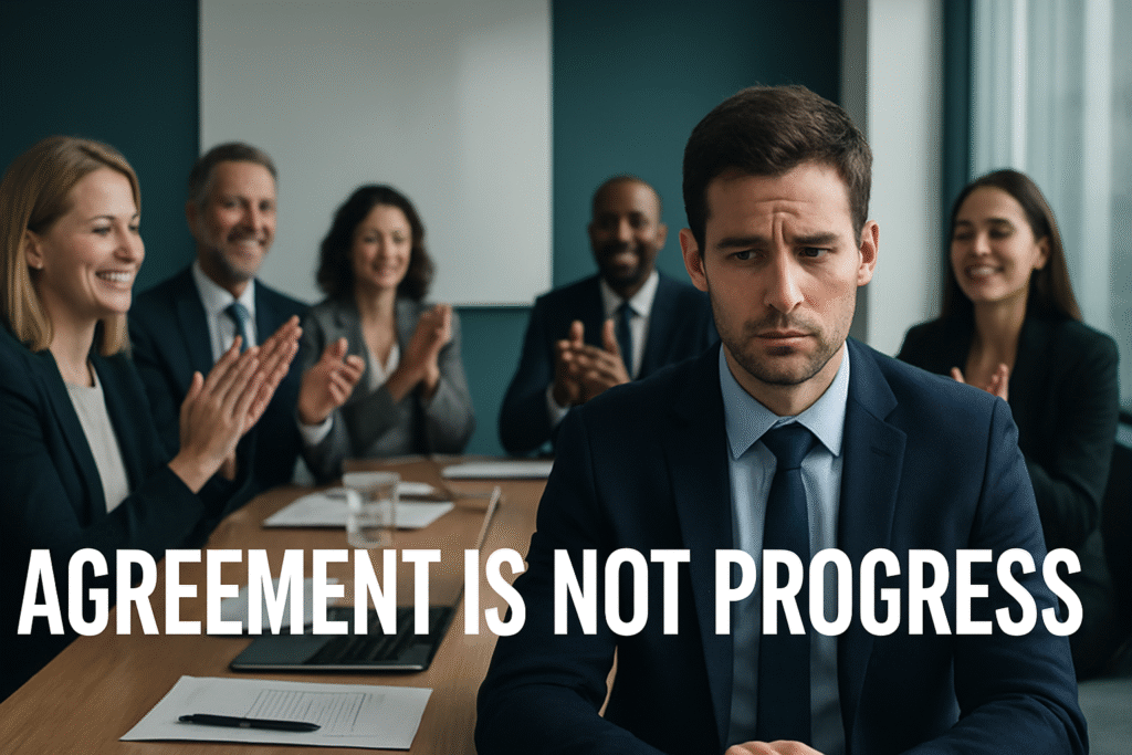 When everybody nods and nothing moves you know that agreement is not progress