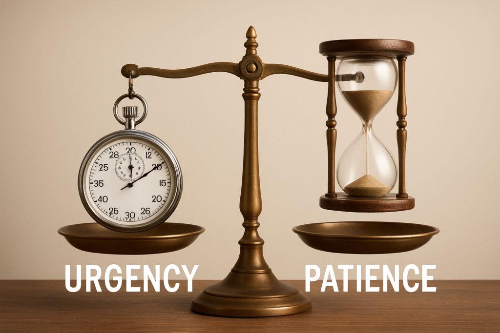 Urgency and patience are critical to balance effective. Ministers and Deputies have to do it well.
