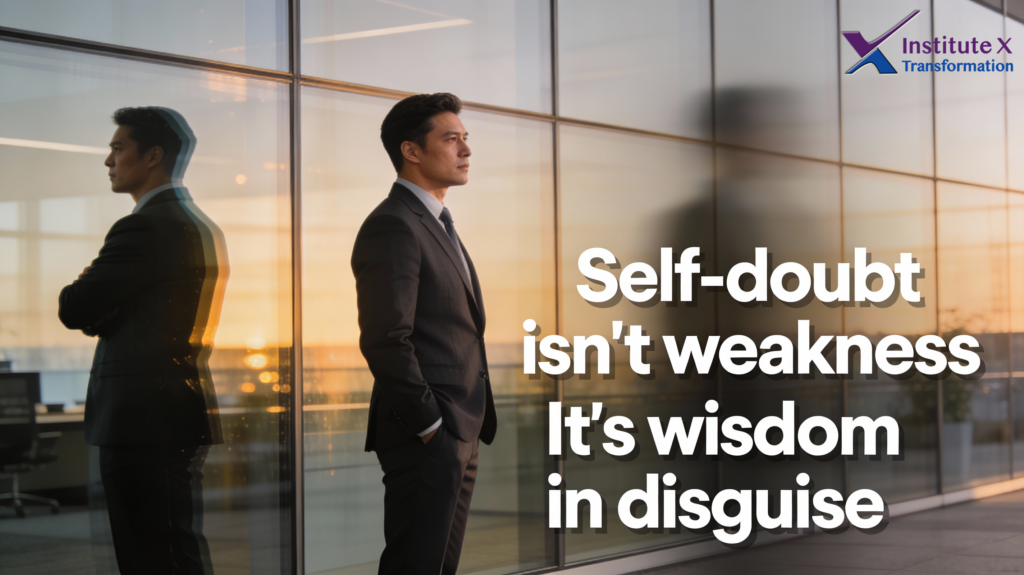 A leader uses self-doubt to be more confident because it contains and leads to wisdom