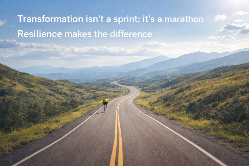 A resilient cyclist ascends into the mountains on a long journey